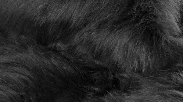 3" x 5" Black Rectangular Faux Fur - Area Rug - Image 2