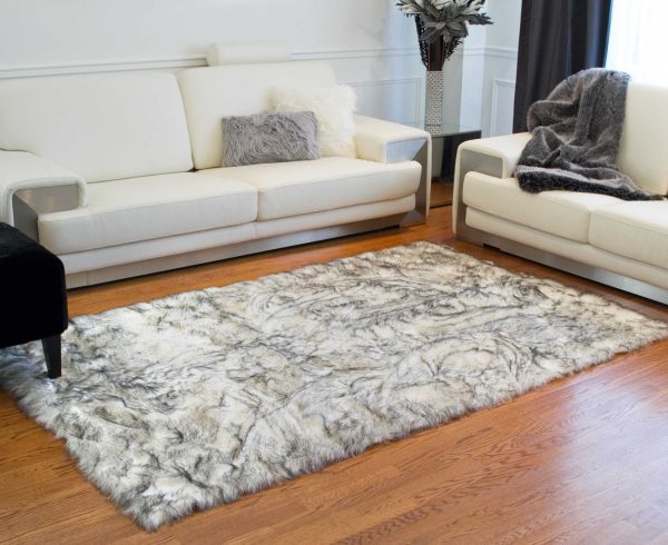 5' x 8' Ombre Gray Faux Sheepskin Rug - Image 3