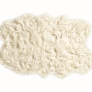48" x 72" x 1.5" Off White Faux Sheepskin Area Rug