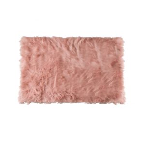 24" x 36" x 1.5" Dusty Rose Plush Faux Sheepskin Area Rug
