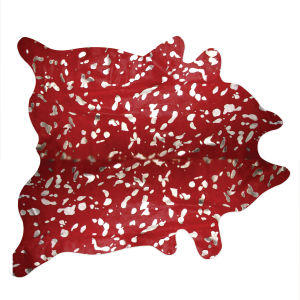 72" x 84" Red and Silver Cowhide - Area Rug