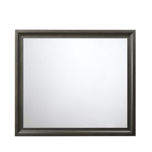 Antique Gray Wooden Rectangular Beveled Mirror