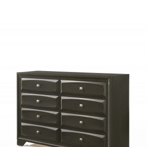 58" X 17" X 40" Antique Gray Rubber Wood Dresser
