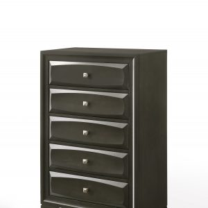 31" X 17" X 48" Antique Gray Rubber Wood Chest