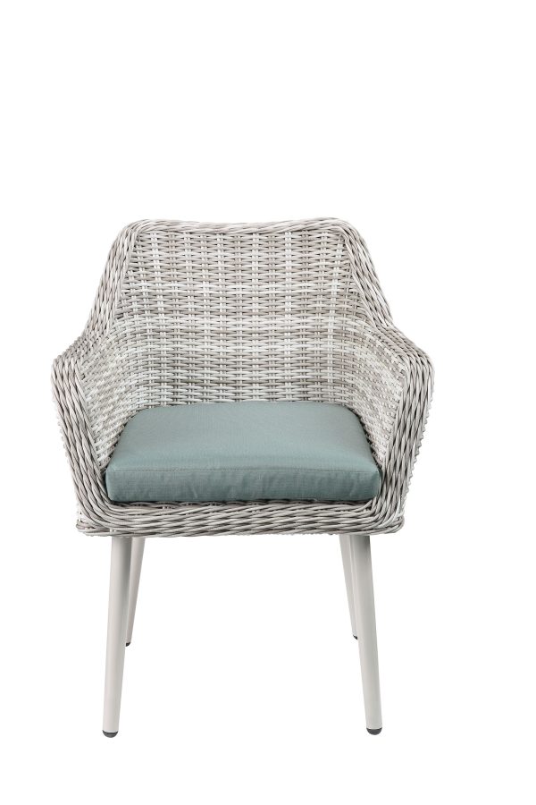 Updated Modern 3 Piece Green and Tan Wicker Patio Set - Image 2