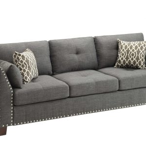 81" X 31" X 35" Light Charcoal Linen Sofa w4 Pillows