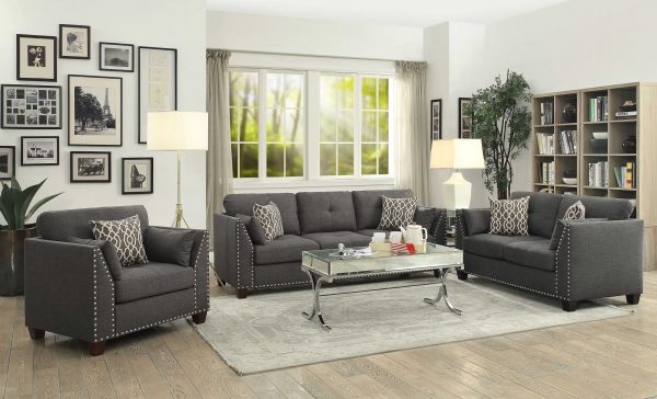 34" X 31" X 35" Light Charcoal Linen Chair - Image 2