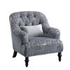 34" X 37" X 37" Gray Patterned Velvet Chair w 1 Pillow