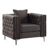 40" X 34" X 30" Dark Gray Velvet Chair and Pillow