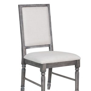 Set Of 2 Dining Chairs Weathered Gray Rubberwood Legs Seat Solid Back
