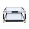 54" X 18" X 34" White Brushed Black Gold And Clear Glass Coffee Table - Image 3