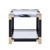 25" X 24" X 25" White Brushed Gold And Clear Glass  End Table - Image 3