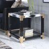 25" X 24" X 25" White Brushed Gold And Clear Glass  End Table - Image 5