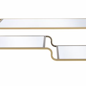 52" X 24" X 18" Gold And Clear Glass Metal Coffee Table