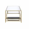 52" X 24" X 18" Gold And Clear Glass Metal Coffee Table - Image 2