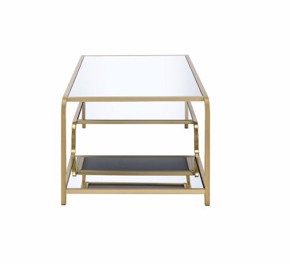 52" X 24" X 18" Gold And Clear Glass Metal Coffee Table - Image 2