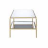 52" X 24" X 18" Gold And Clear Glass Metal Coffee Table - Image 3
