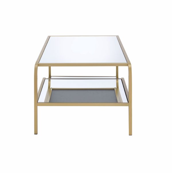 52" X 24" X 18" Gold And Clear Glass Metal Coffee Table - Image 3