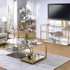 52" X 24" X 18" Gold And Clear Glass Metal Coffee Table - Image 5