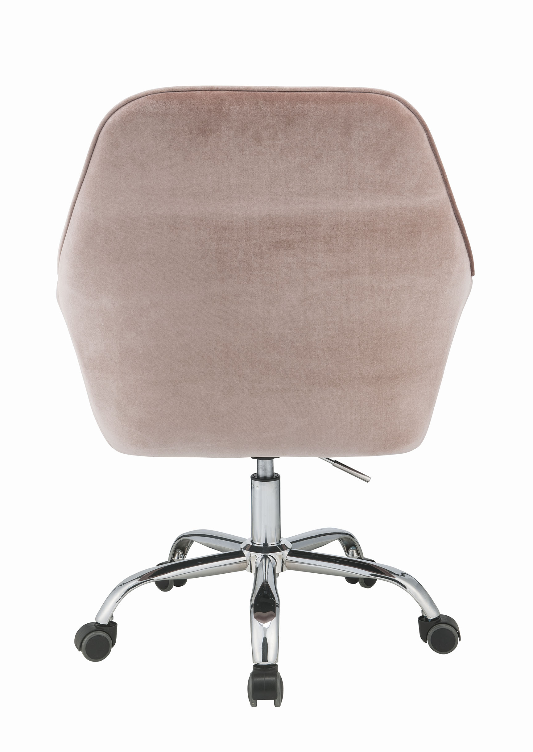 Stylish Mauve Rose Velvet Office Desk Chair on Wheels - Image 5