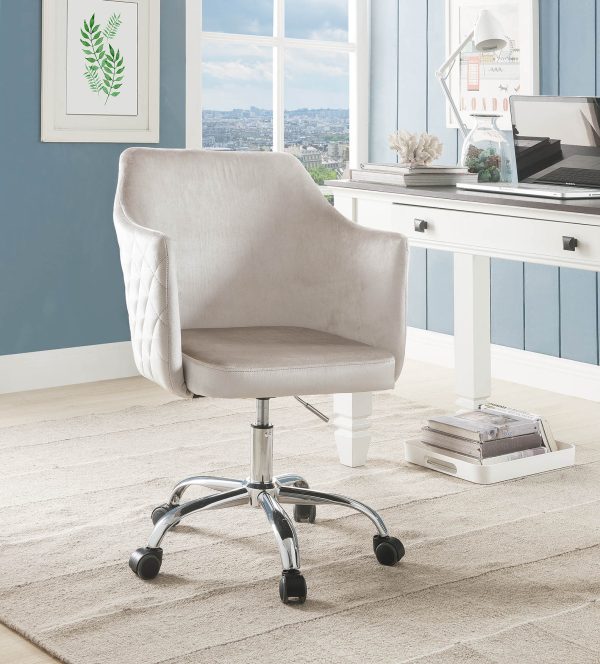 25" X 23" X 37" Champagne Velvet Office Chair - Image 2