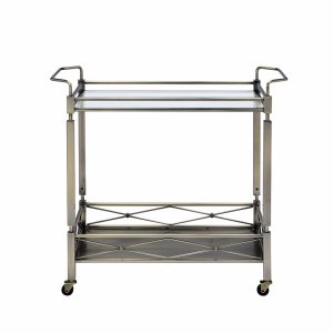 32" X 16" X 30" Antique Brass Metal Serving Cart