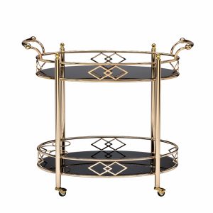 35" X 16" X 32" Gold Metal Serving Cart