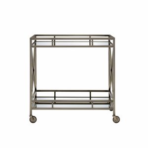 34" X 20" X 35" Antique Brass Metal Serving Cart