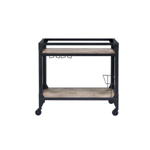 32" X 16" X 31" Black Metal Serving Cart