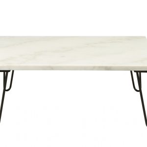 40" X 40" X 15" Real Marble And Black Coffee Table
