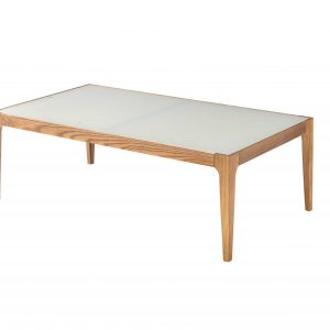 43" X 24" X 15" Natural And Frost Glass Coffee Table