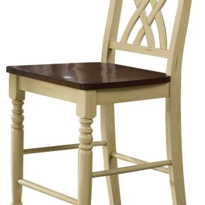 22" X 19.5" X 41.5" 2pc Buttermilk And Oak Counter Height Chair