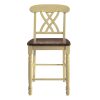 22" X 19.5" X 41.5" 2pc Buttermilk And Oak Counter Height Chair - Image 2