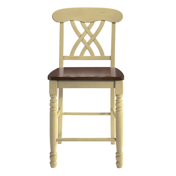22" X 19.5" X 41.5" 2pc Buttermilk And Oak Counter Height Chair - Image 2
