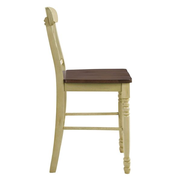 22" X 19.5" X 41.5" 2pc Buttermilk And Oak Counter Height Chair - Image 3
