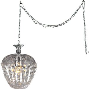 Miriam 1-light Crystal 8-inch Chrome Swag Lamp