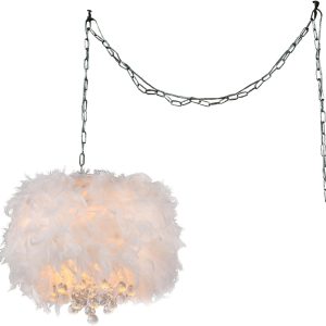 Finna 3-light Feathered 15-inch Chrome Swag Lamp