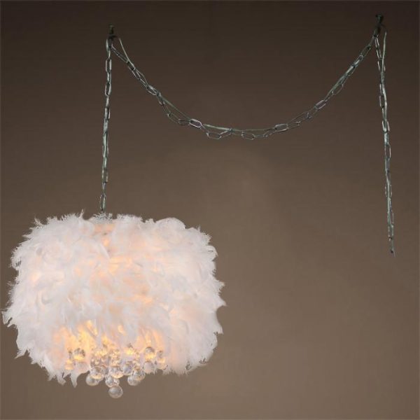 Finna 3-light Feathered 15-inch Chrome Swag Lamp - Image 2