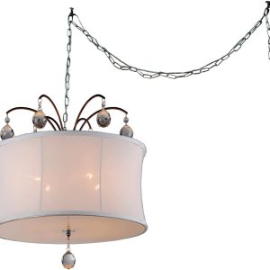 Felicity 5-light White Fabric 18-inch Bronze Swag Lamp