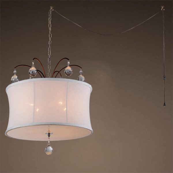 Felicity 5-light White Fabric 18-inch Bronze Swag Lamp - Image 2