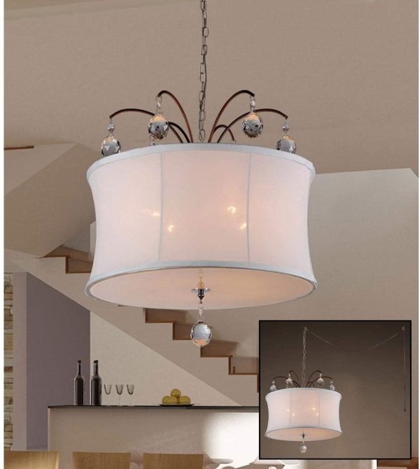 Felicity 5-light White Fabric 18-inch Bronze Swag Lamp - Image 3