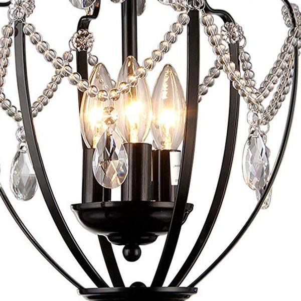 Kennedy 3-light Black-finish 11-inch Crystal Chandelier - Image 4