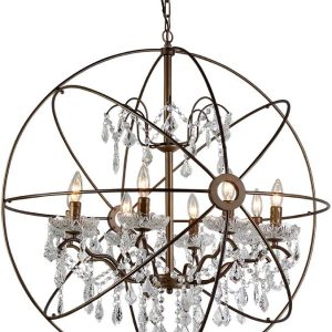 Edwards Antique Bronze and Crystal 24-inch Sphere Chandelier