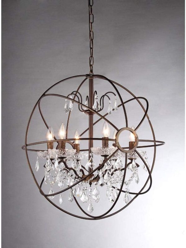 Edwards Antique Bronze and Crystal 24-inch Sphere Chandelier - Image 2