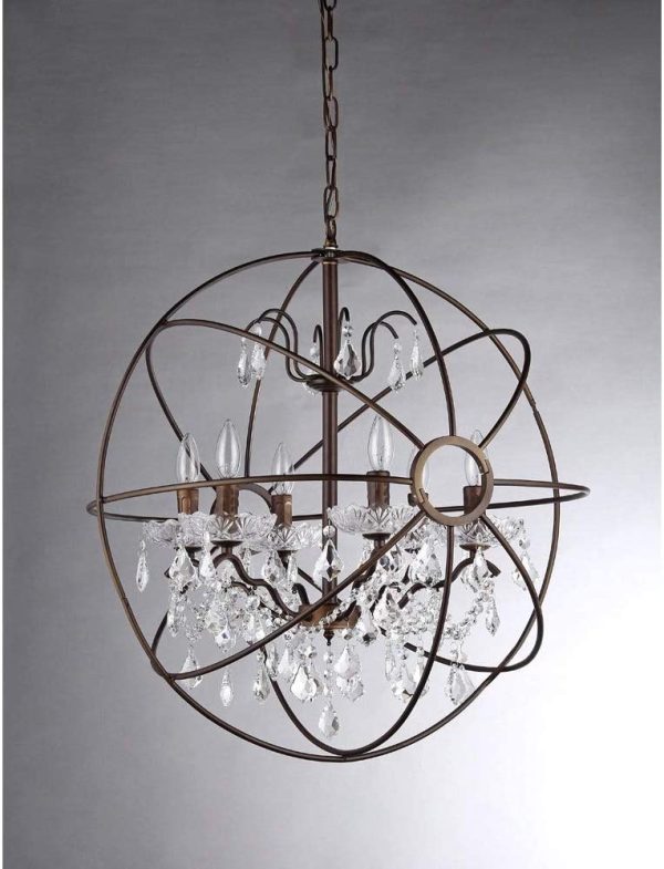 Edwards Antique Bronze and Crystal 24-inch Sphere Chandelier - Image 3