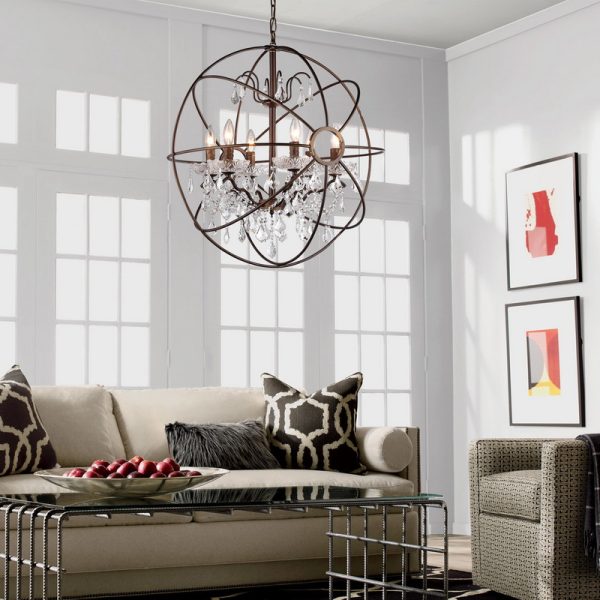 Edwards Antique Bronze and Crystal 24-inch Sphere Chandelier - Image 5