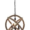 Twirlie 16.5-inch Hemp Rope Antique Bronze Metal Chandelier