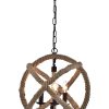 Twirlie 16.5-inch Hemp Rope Antique Bronze Metal Chandelier - Image 3