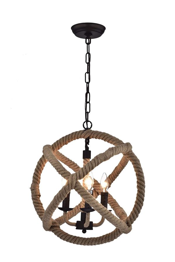 Twirlie 16.5-inch Hemp Rope Antique Bronze Metal Chandelier - Image 3