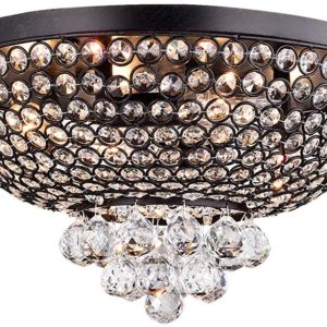 Drimil Antique Bronze Crystal Ceiling Lamp